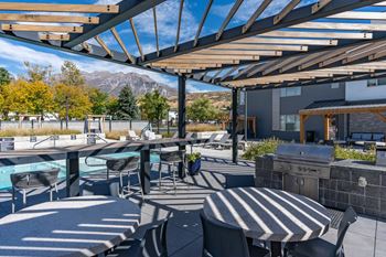 Modern wooden pergola